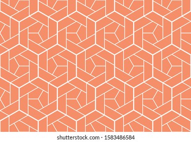 The geometric pattern with lines. Seamless vector background. White and pink texture. Graphic modern pattern. Simple lattice graphic design