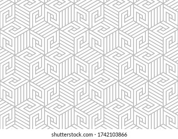 The geometric pattern with lines. Seamless vector background. White and grey texture. Graphic modern pattern. Simple lattice graphic design.