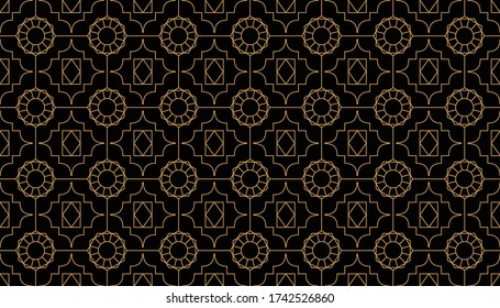 The geometric pattern with lines. Seamless vector background. White and gold texture. Graphic modern pattern. Simple lattice graphic design