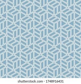The geometric pattern with lines. Seamless vector background. White and blue texture. Graphic modern pattern. Simple lattice graphic design