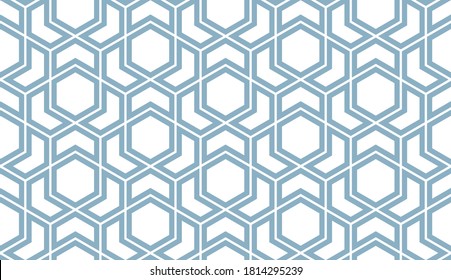 The geometric pattern with lines. Seamless vector background. White and blue texture. Graphic modern pattern. Simple lattice graphic design