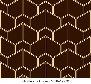 The geometric pattern with lines. Seamless vector background. Gold and brown texture. Graphic modern pattern. Simple lattice graphic design