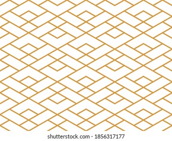 The geometric pattern with lines. Seamless vector background. White and gold texture. Graphic modern pattern. Simple lattice graphic design