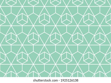 The geometric pattern with lines. Seamless vector background. White and green texture. Graphic modern pattern. Simple lattice graphic design