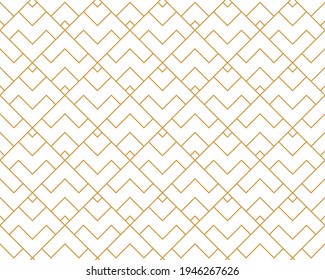 The geometric pattern with lines. Seamless vector background. White and gold texture. Graphic modern pattern. Simple lattice graphic design