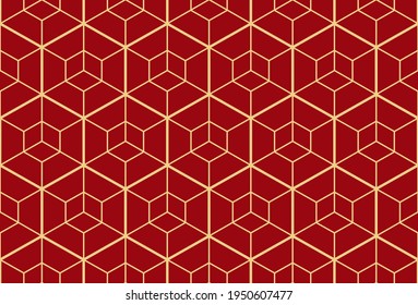 The geometric pattern with lines. Seamless vector background. Gold and red texture. Graphic modern pattern. Simple lattice graphic design