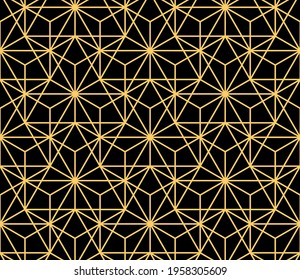 The geometric pattern with lines. Seamless vector background. Gold and black texture. Graphic modern pattern. Simple lattice graphic design
