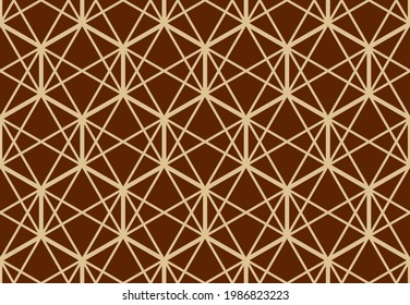 The geometric pattern with lines. Seamless vector background. Gold and dark brown texture. Graphic modern pattern. Simple lattice graphic design