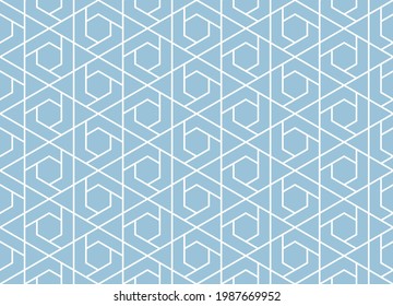 The geometric pattern with lines. Seamless vector background. White and blue texture. Graphic modern pattern. Simple lattice graphic design