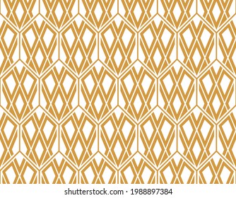 The geometric pattern with lines. Seamless vector background. White and gold texture. Graphic modern pattern. Simple lattice graphic design