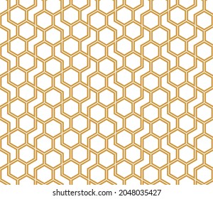 The geometric pattern with lines. Seamless vector background. White and gold texture. Graphic modern pattern. Simple lattice graphic design