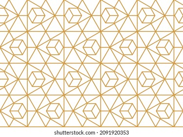 The geometric pattern with lines. Seamless vector background. White and gold texture. Graphic modern pattern. Simple lattice graphic design