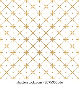 The geometric pattern with lines. Seamless vector background. White and gold texture. Graphic modern pattern. Simple lattice graphic design