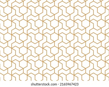 The geometric pattern with lines. Seamless vector background. White and gold texture. Graphic modern pattern. Simple lattice graphic design