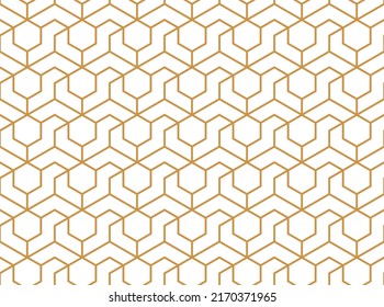 The geometric pattern with lines. Seamless vector background. White and gold texture. Graphic modern pattern. Simple lattice graphic design