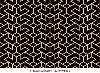 The geometric pattern with lines. Seamless vector background. Gold and black texture. Graphic modern pattern. Simple lattice graphic design