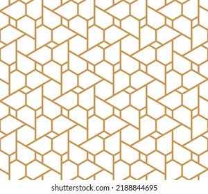 The geometric pattern with lines. Seamless vector background. White and gold texture. Graphic modern pattern. Simple lattice graphic design