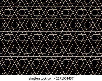 The geometric pattern with lines. Seamless vector background. Gold and black texture. Graphic modern pattern. Simple lattice graphic design