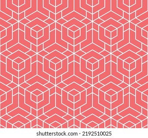 The geometric pattern with lines. Seamless vector background. White and pink texture. Graphic modern pattern. Simple lattice graphic design