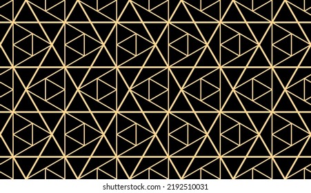 The geometric pattern with lines. Seamless vector background. Gold and black texture. Graphic modern pattern. Simple lattice graphic design