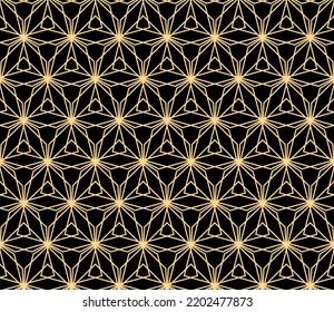The geometric pattern with lines. Seamless vector background. Gold and black texture. Graphic modern pattern. Simple lattice graphic design