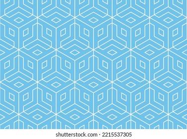 The geometric pattern with lines. Seamless vector background. White and blue texture. Graphic modern pattern. Simple lattice graphic design