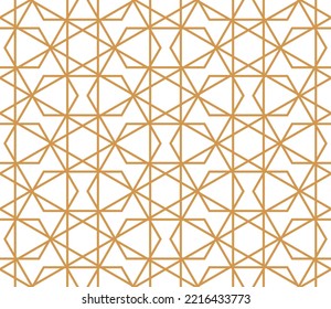 The geometric pattern with lines. Seamless vector background. White and gold texture. Graphic modern pattern. Simple lattice graphic design