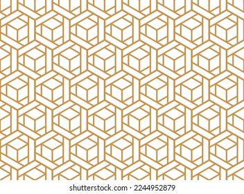 The geometric pattern with lines. Seamless vector background. White and gold texture. Graphic modern pattern. Simple lattice graphic design