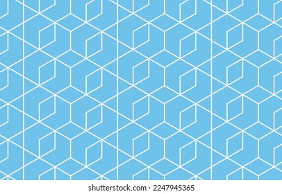 The geometric pattern with lines. Seamless vector background. White and blue texture. Graphic modern pattern. Simple lattice graphic design