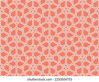 The geometric pattern with lines. Seamless vector background. White and pink texture. Graphic modern pattern. Simple lattice graphic design