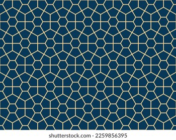 The geometric pattern with lines. Seamless vector background. Gold and dark blue texture. Graphic modern pattern. Simple lattice graphic design