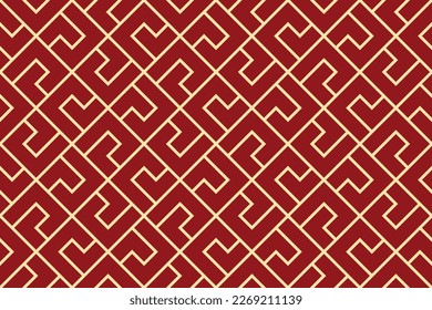 The geometric pattern with lines. Seamless vector background. Gold and red texture. Graphic modern pattern. Simple lattice graphic design
