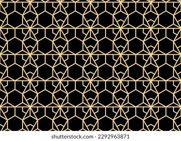 The geometric pattern with lines. Seamless vector background. Gold and black texture. Graphic modern pattern. Simple lattice graphic design