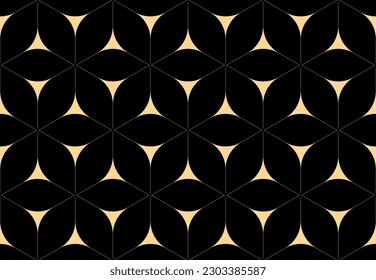 The geometric pattern with lines. Seamless vector background. Gold and black texture. Graphic modern pattern. Simple lattice graphic design