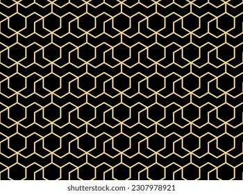 The geometric pattern with lines. Seamless vector background. Gold and black texture. Graphic modern pattern. Simple lattice graphic design