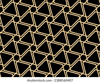 The geometric pattern with lines. Seamless vector background. Gold and black texture. Graphic modern pattern. Simple lattice graphic design