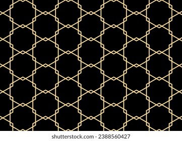 The geometric pattern with lines. Seamless vector background. Gold and black texture. Graphic modern pattern. Simple lattice graphic design