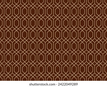 The geometric pattern with lines. Seamless vector background. Golden and dark brown texture. Graphic modern pattern. Simple lattice graphic design