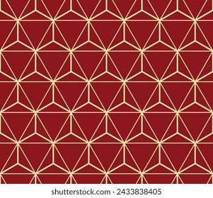The geometric pattern with lines. Seamless vector background. Gold and red texture. Graphic modern pattern. Simple lattice graphic design