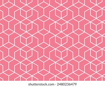 The geometric pattern with lines. Seamless vector background. White and pink texture. Graphic modern pattern. Simple lattice graphic design