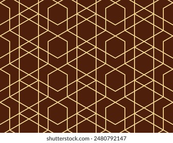 The geometric pattern with lines. Seamless vector background. Golden and brown texture. Graphic modern pattern. Simple lattice graphic design