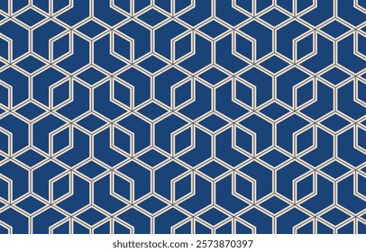 The geometric pattern with lines. Seamless vector background. Golden and blue texture. Graphic modern pattern. Simple lattice graphic design