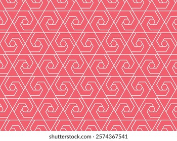 The geometric pattern with lines. Seamless vector background. White and pink texture. Graphic modern pattern. Simple lattice graphic design