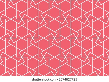 The geometric pattern with lines. Seamless vector background. White and pink texture. Graphic modern pattern. Simple lattice graphic design