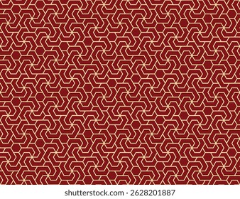 The geometric pattern with lines. Seamless vector background. Golden and red texture. Graphic modern pattern. Simple lattice graphic design