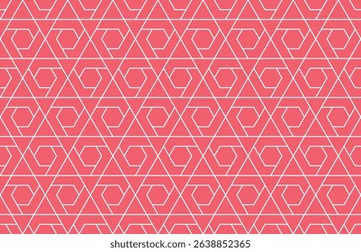 The geometric pattern with lines. Seamless vector background. White and pink texture. Graphic modern pattern. Simple lattice graphic design