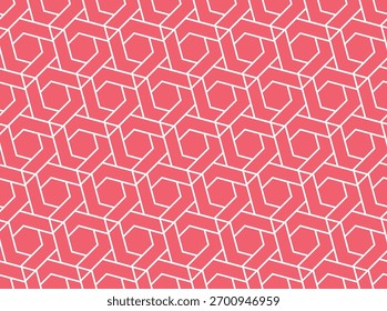 The geometric pattern with lines. Seamless vector background. White and pink texture. Graphic modern pattern. Simple lattice graphic design