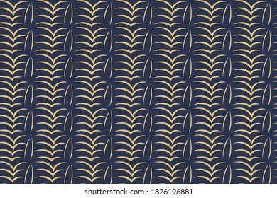 The geometric pattern of the lines, stripes. Seamless vector background. Blue and gold texture. Graphic modern pattern