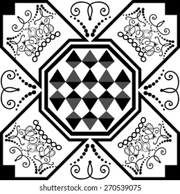 Geometric pattern, lines, triangles, abstract,vintage, background, black, white.