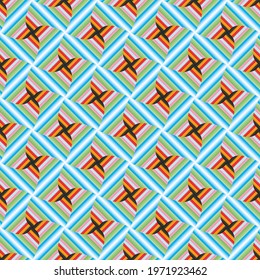 Geometric pattern with lines. Vector abstract seamless texture with square mesh, diamond shapes, rhombuses, lines, mesh, lattice. Simple modern colorful background.